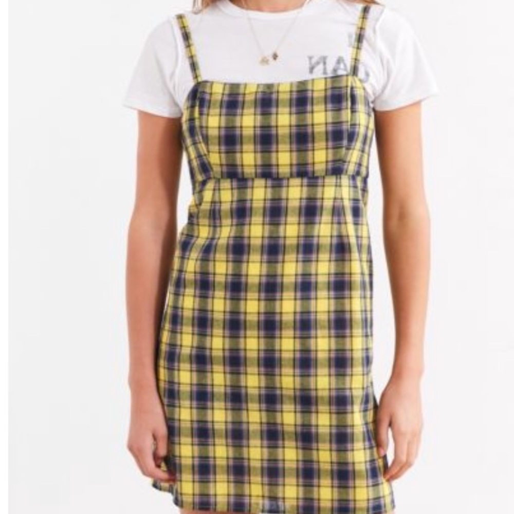 Yellow plaid cami dress